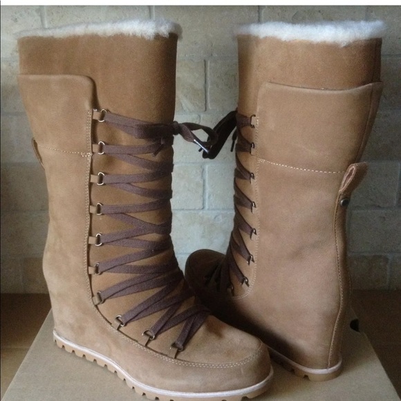 UGG Shoes - UGGS Mason Tall Lace Corset Wedge Women's Boots